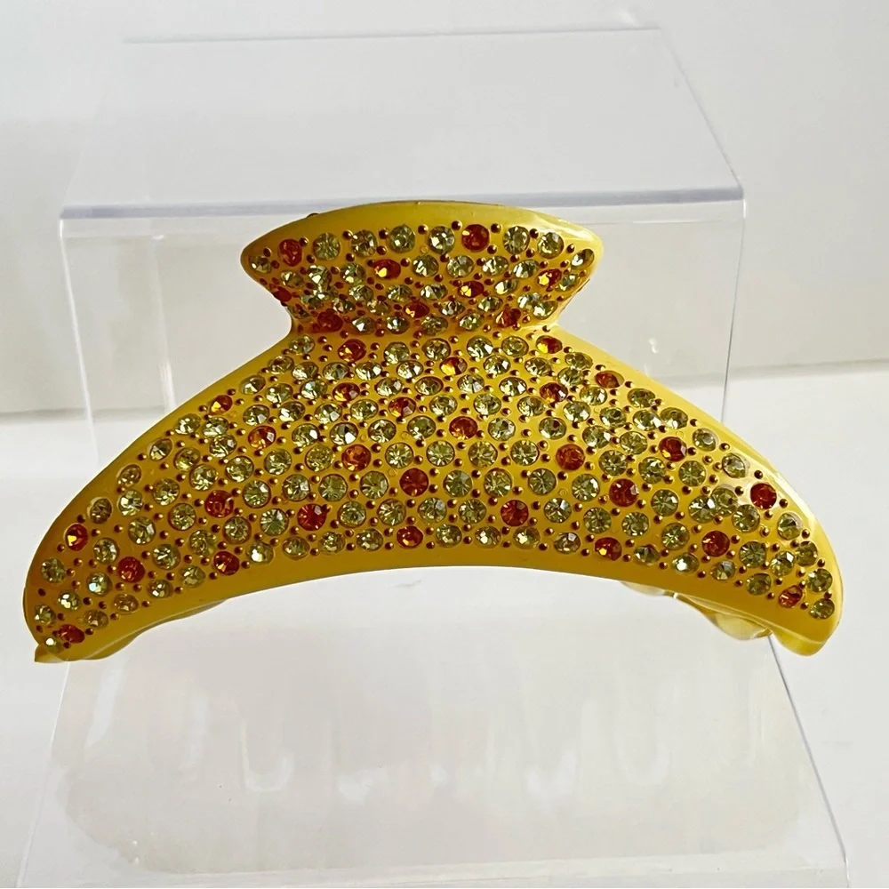 Vintage Mustard Swarovski Crystal Hair Claw Clip
